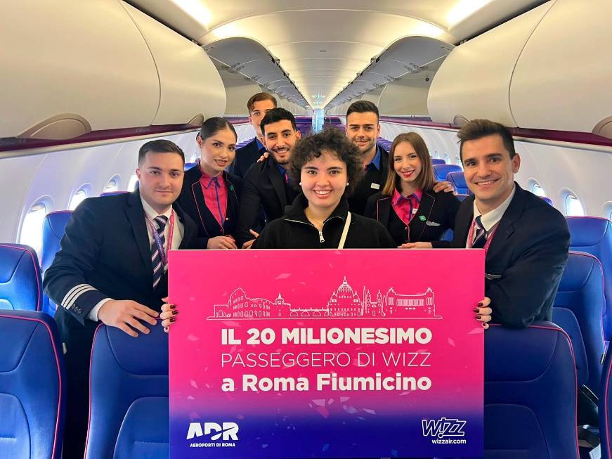 Wizz Air, nuovo traguardoa Fiumicino